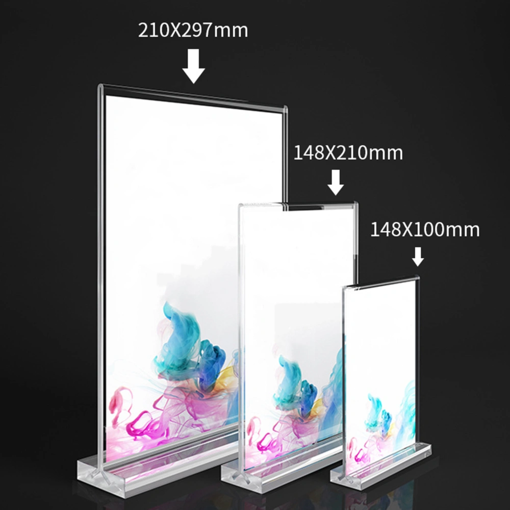 3Pcs Acrylic Sign Holder Sturdy Durable Double Sided T Shape Display Stand for Home Office Menu Retail Show Fair 