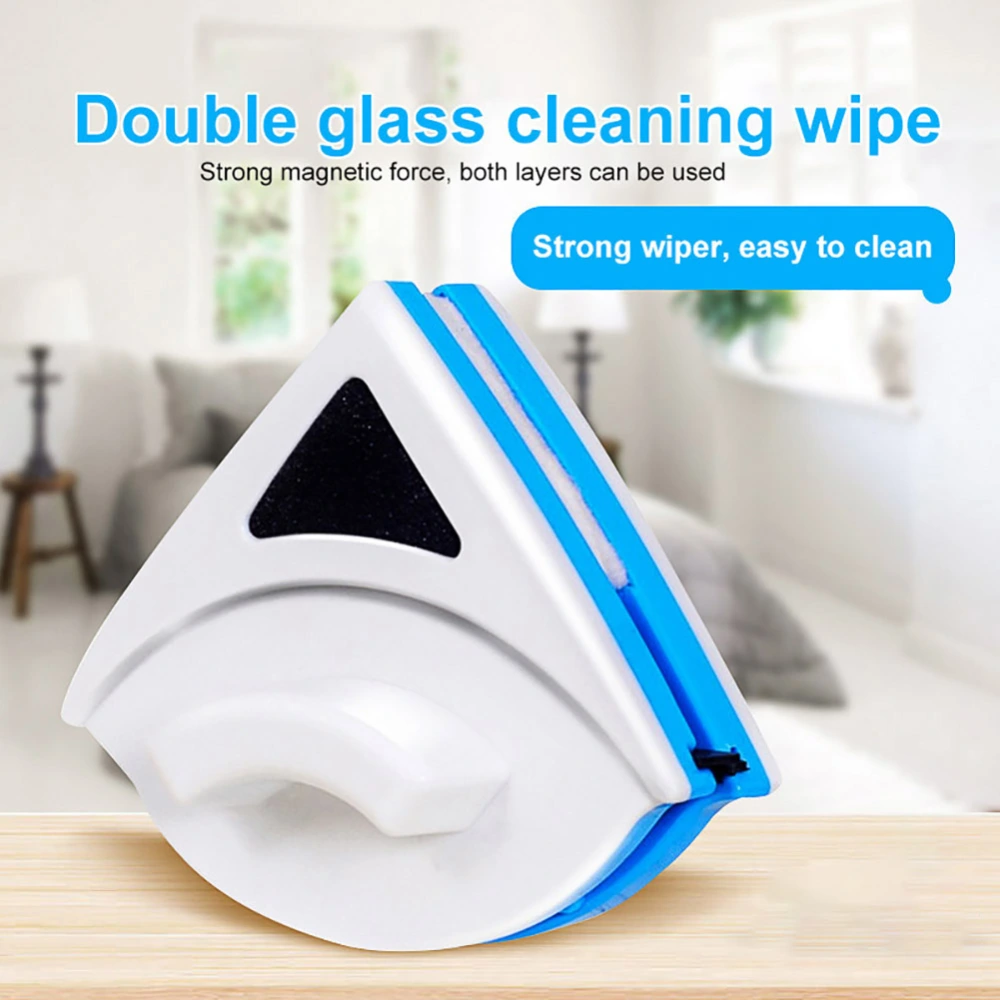 Household Triangle Double Sided Magnetic Window Glass Wipe Brush Scraper Cleaner