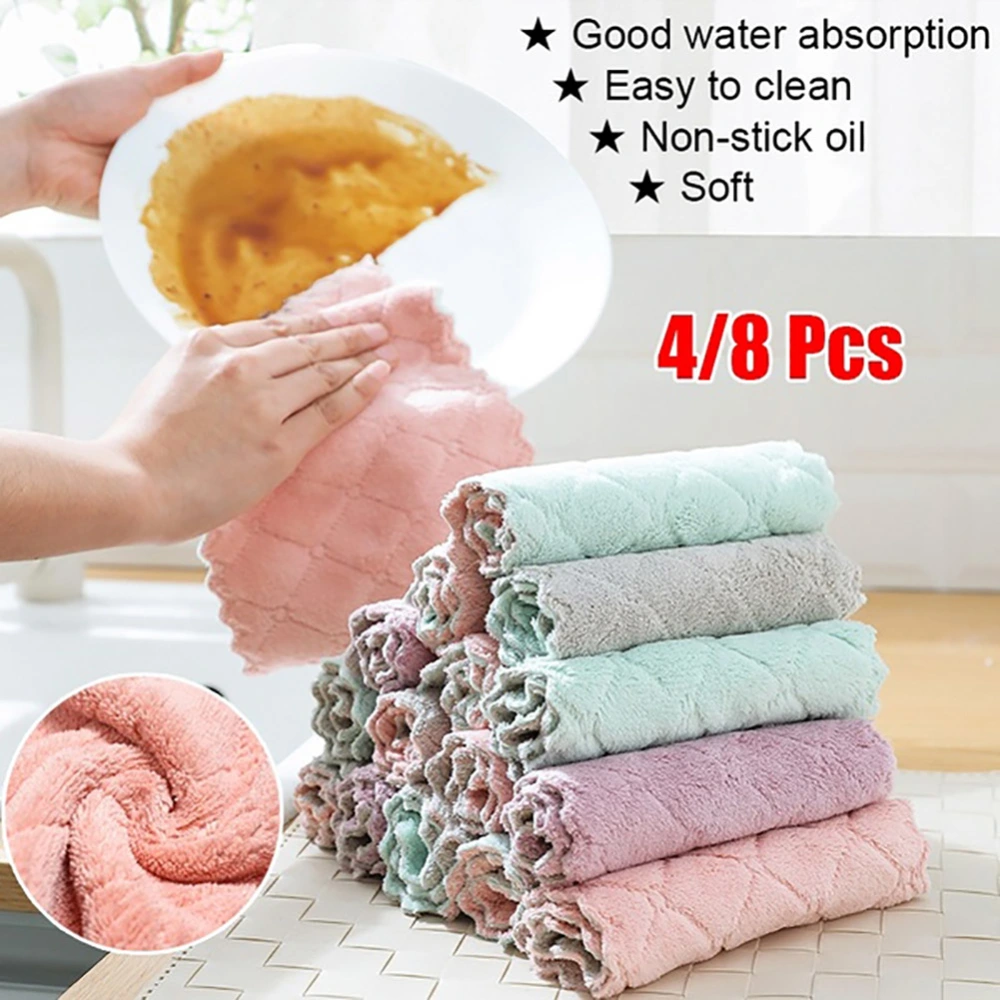 Kitchen Bathroom Non-stick Oil Soft Strong Absorbent Cleaning Cloth Dish Towel