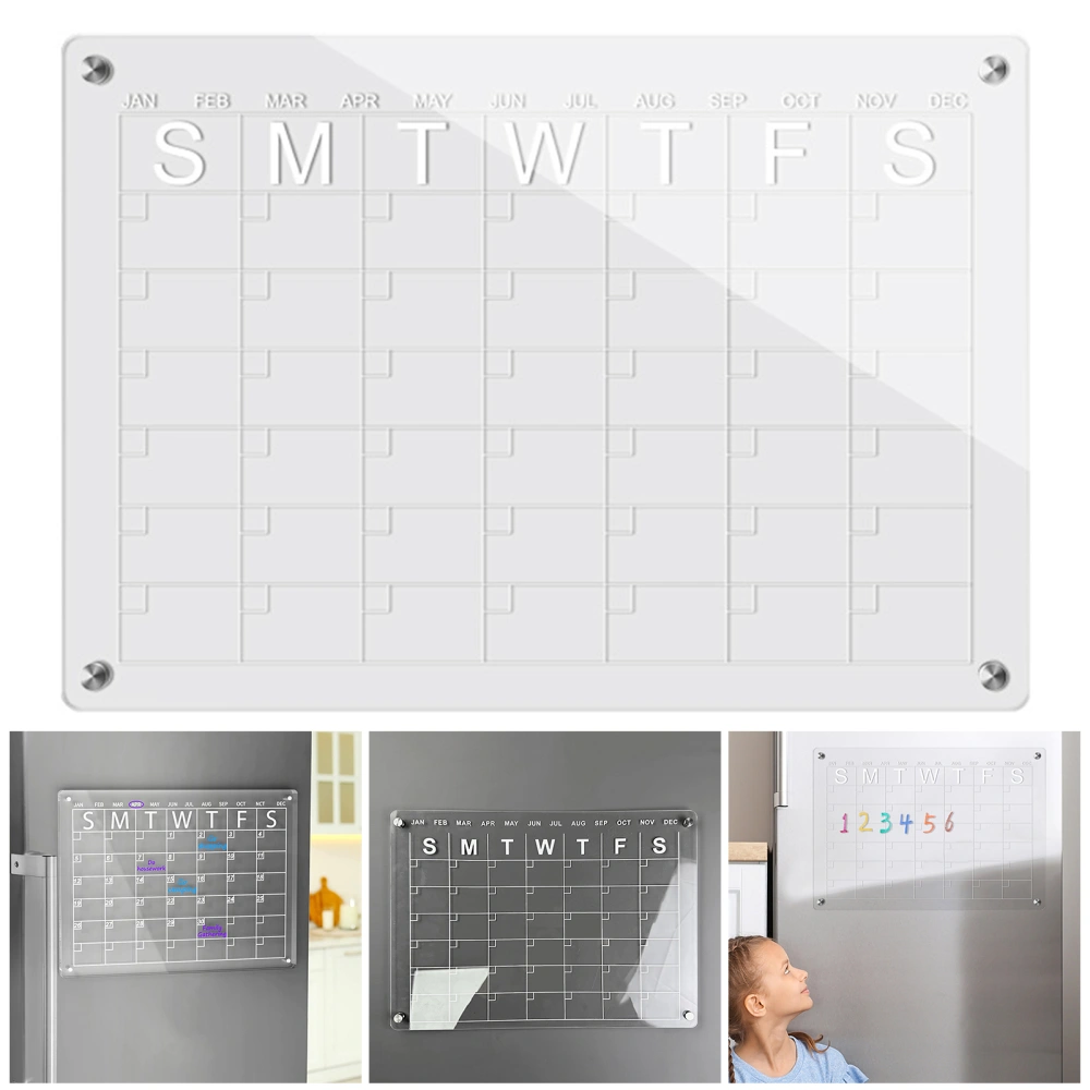 Magnetic Fridge Magnet Strong Magnetic Smooth Writing Acrylic  Magnetic Dry Erase Calendar Board Stationery Tool