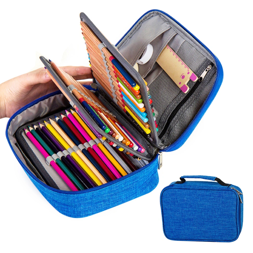 Large Capacity 72 Holes Zipper Pencil Case Pen Bag Stationery Storage Pouch