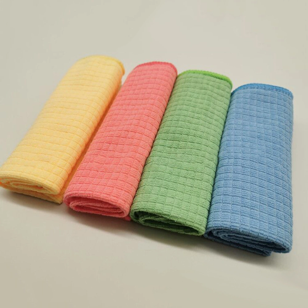 4Pcs Kitchen Strong Water Absorbent Cleaning Microfiber Plate Dish Cloth Towel