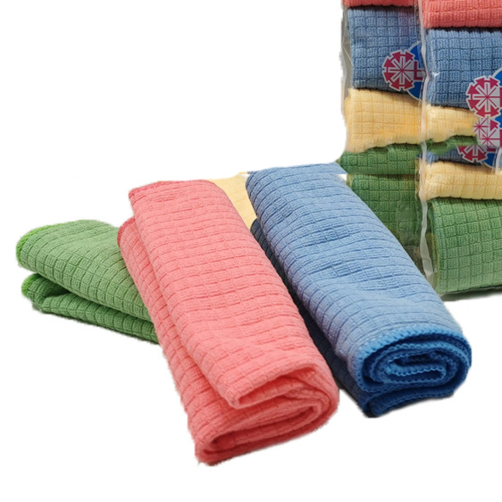 4Pcs Kitchen Strong Water Absorbent Cleaning Microfiber Plate Dish Cloth Towel