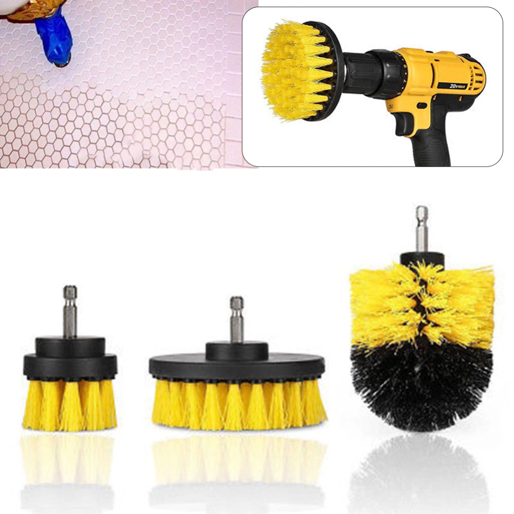 3Pcs/Set Drill Brush Heads Glass Floor Carpet Tile Cleaning Polish Scrubbers