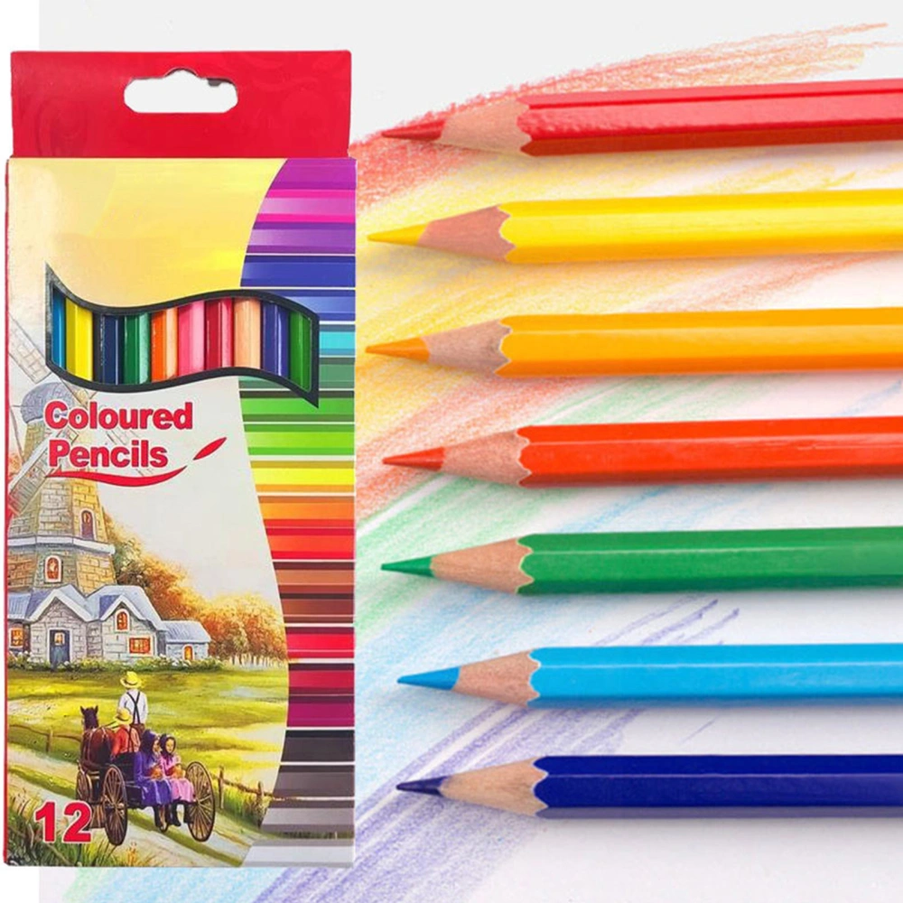 Pencil Set Vibrant Wooden Oil-based 12-colour Thickened Core Even Coloring Pencils for Art School Home Projects