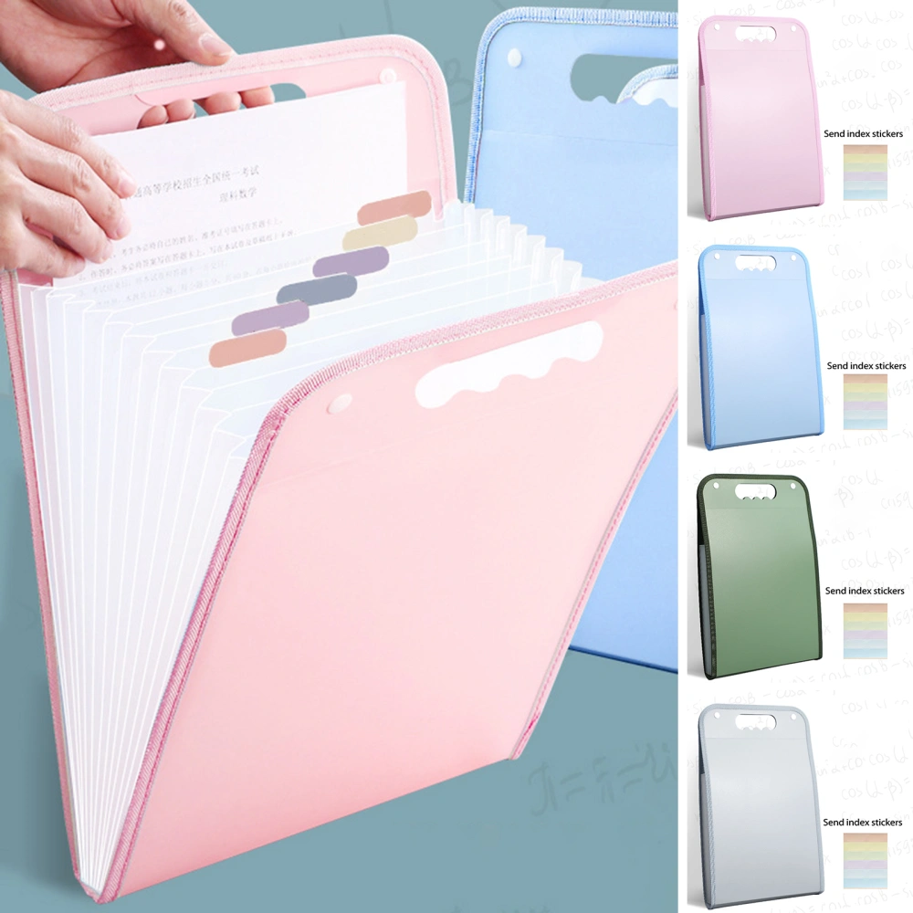 File Folder Multi-pages 12 Pockets Vertical Multifunctional Portable Examination Paper Document Accordion File Organizer School Supplies