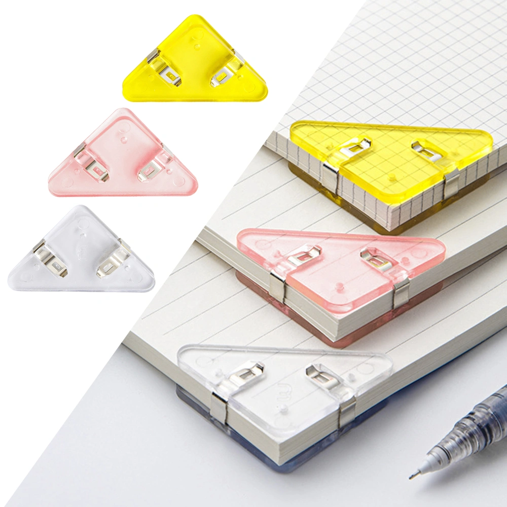 5Pcs Transparent Triangle Corner Clips Prevent Book Curling Multifunctional Document File Book Page Corner Clips Students Supplies