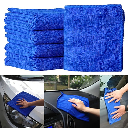 5Pcs Blue Soft Absorbent Wash Cloth Car Auto Care Microfiber Cleaning Towels