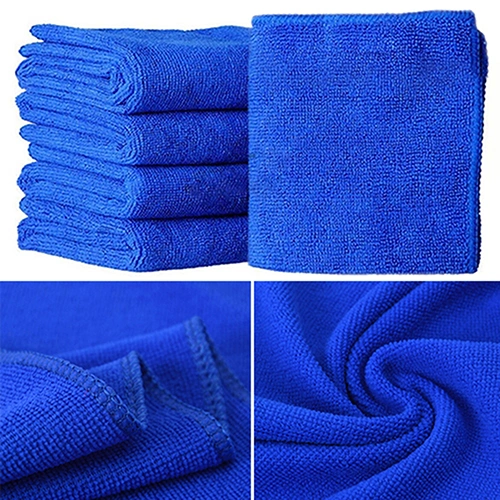 5Pcs Blue Soft Absorbent Wash Cloth Car Auto Care Microfiber Cleaning Towels