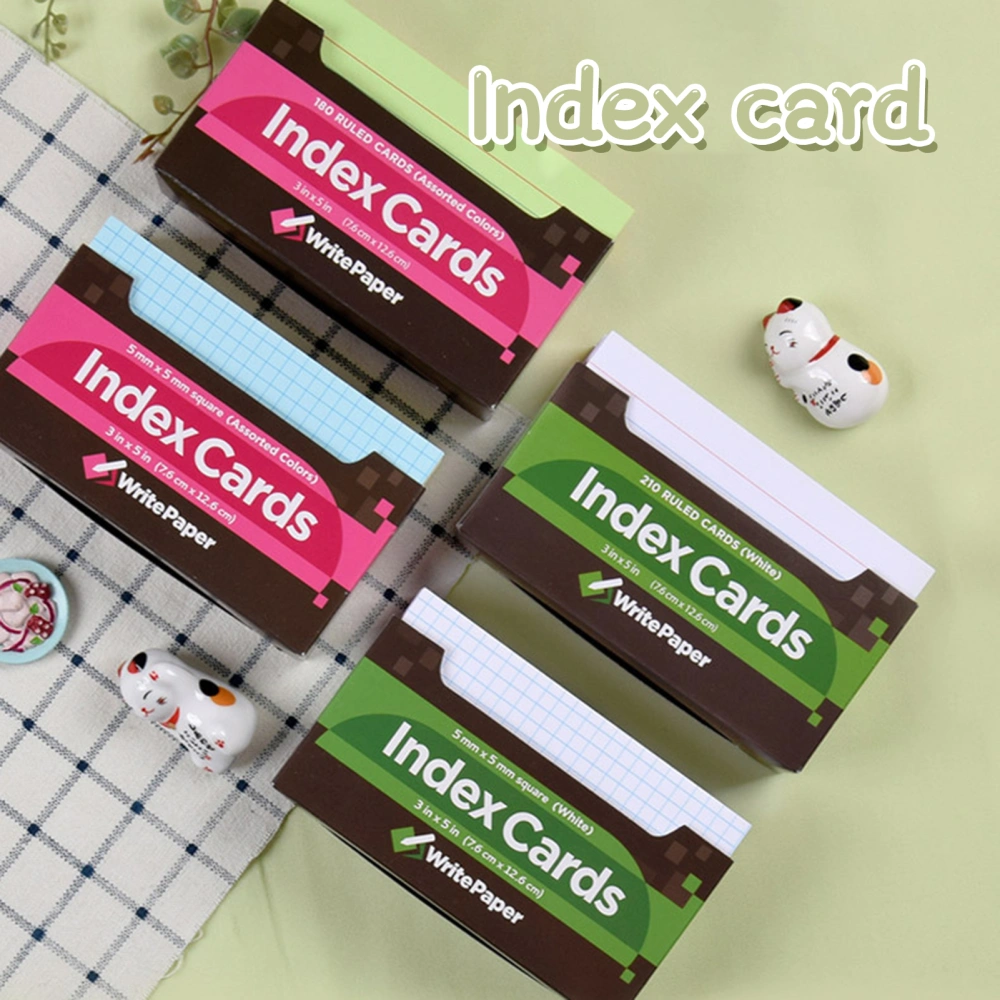 1 Set Index Cards Vibrant Color Eye-catching Paper Ruled Index Writing Study Cards for Home