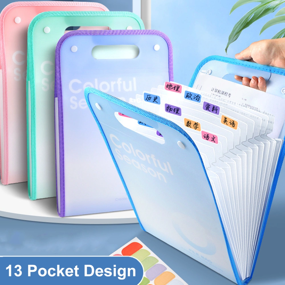 File Holder 13-Layer Portable Document Container Large Capacity Anti-Scratch File Organizer Bag Office Supply