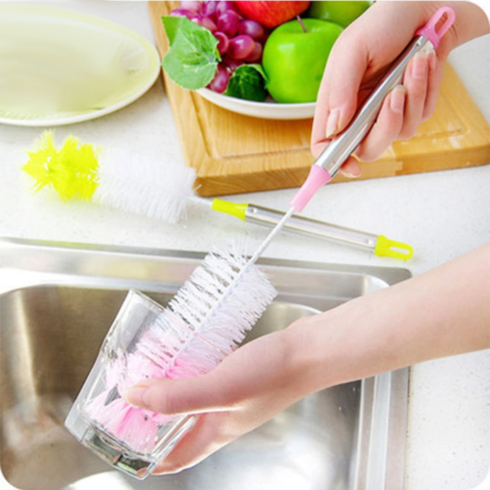 Round Head Bendable Long Handle Bottle Water Cup Brush Scrubbing Clean Tool