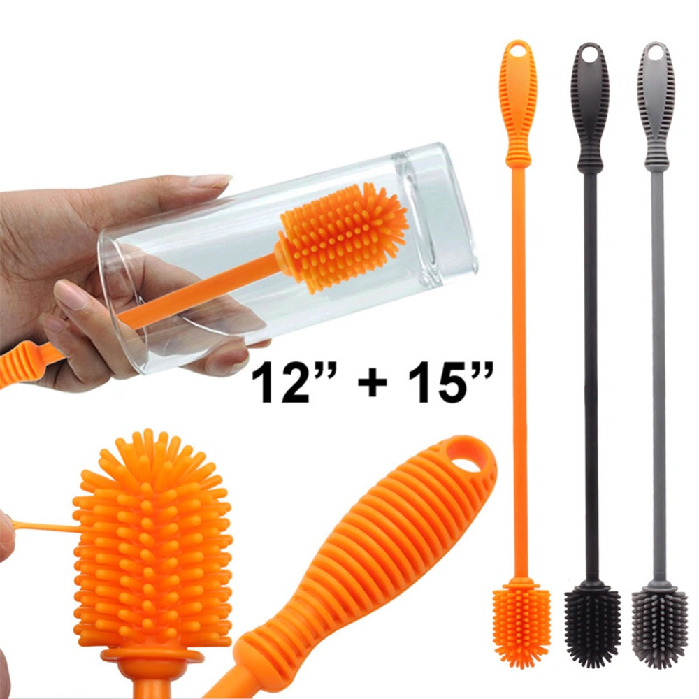 Multifunctional Silicone Long Handle Baby Infant Feeding Bottle Cleaning Brush