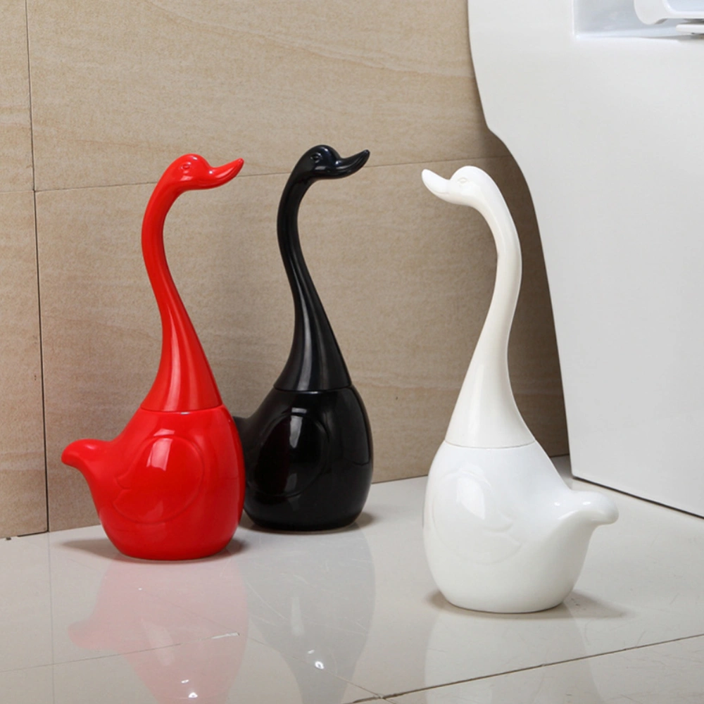 Swan Toilet Ceramic Brush Bathroom WC Long Handle Cleaning Tool with Holder