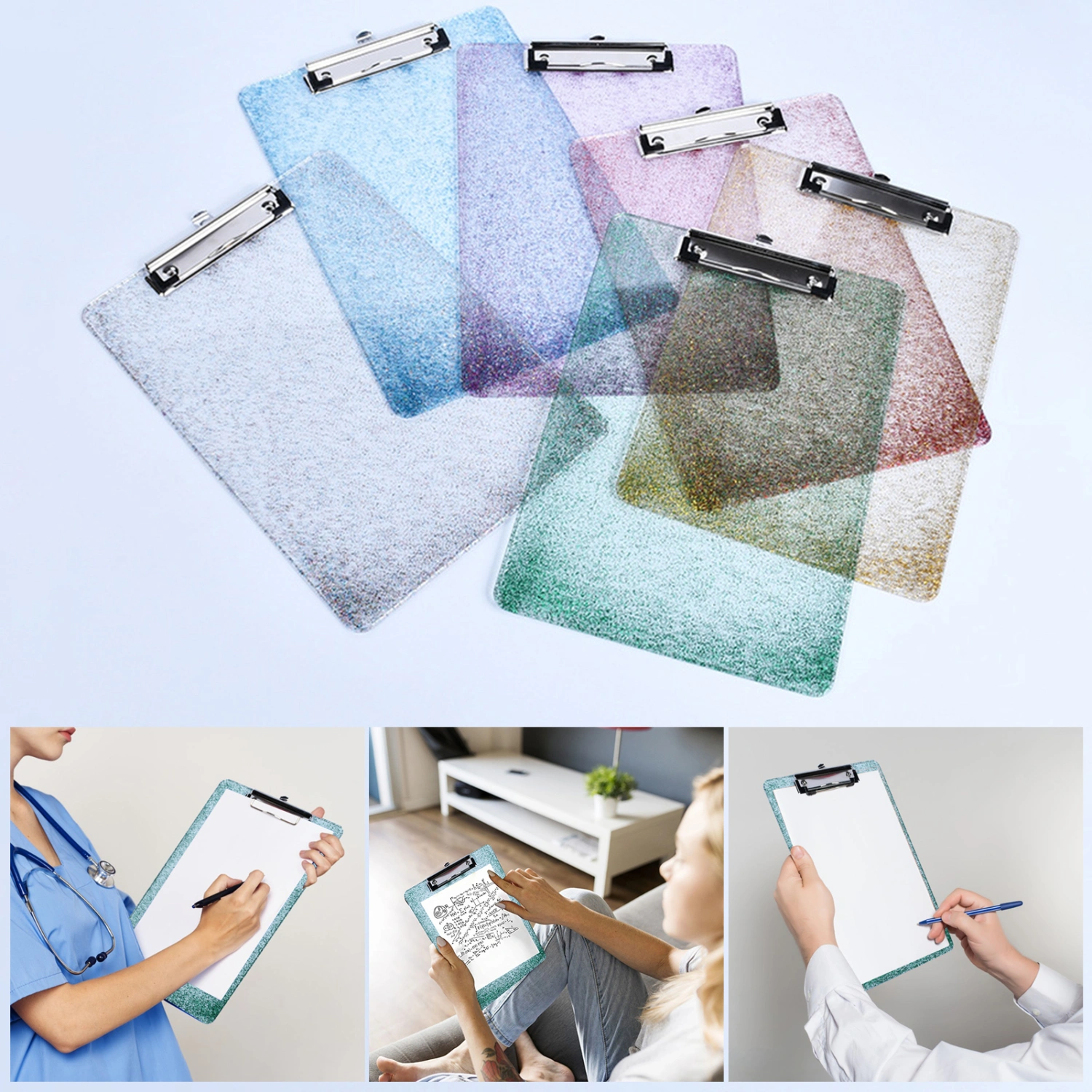 Menu Holder Thickened Strong Grip Rectangle A4 File Folder Hanging Board Paper Clipboard Writing Pad for Office 