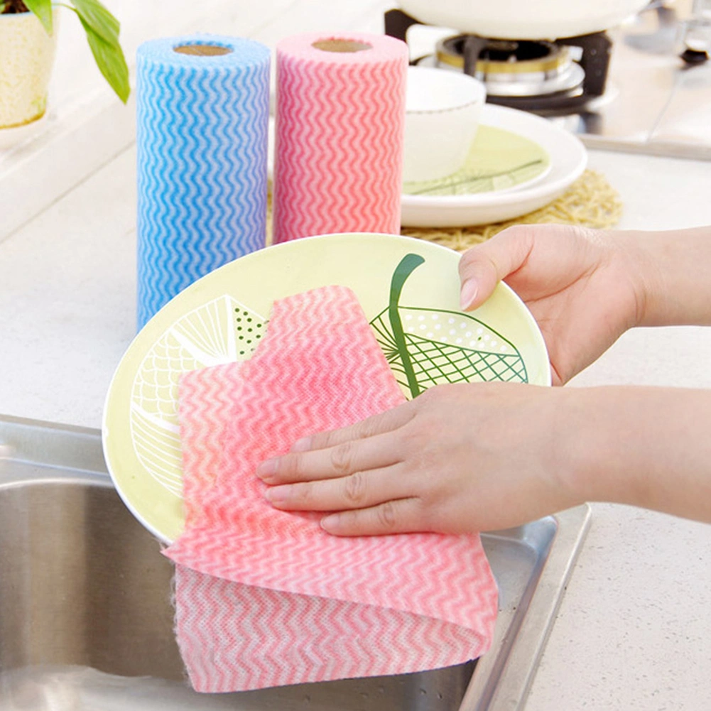 50Pcs/Roll Disposable Dishcloth Kitchen Bathroom Cleaning Washing Cloth Rag