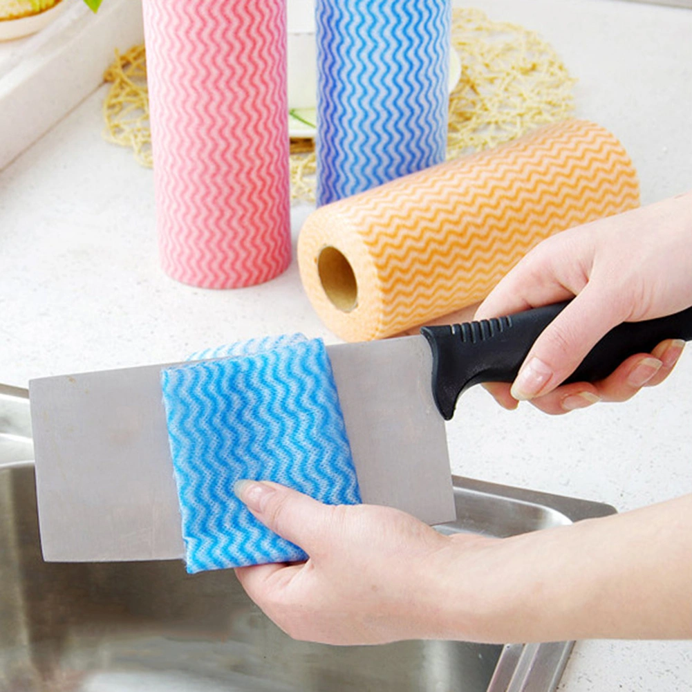 50Pcs/Roll Disposable Dishcloth Kitchen Bathroom Cleaning Washing Cloth Rag