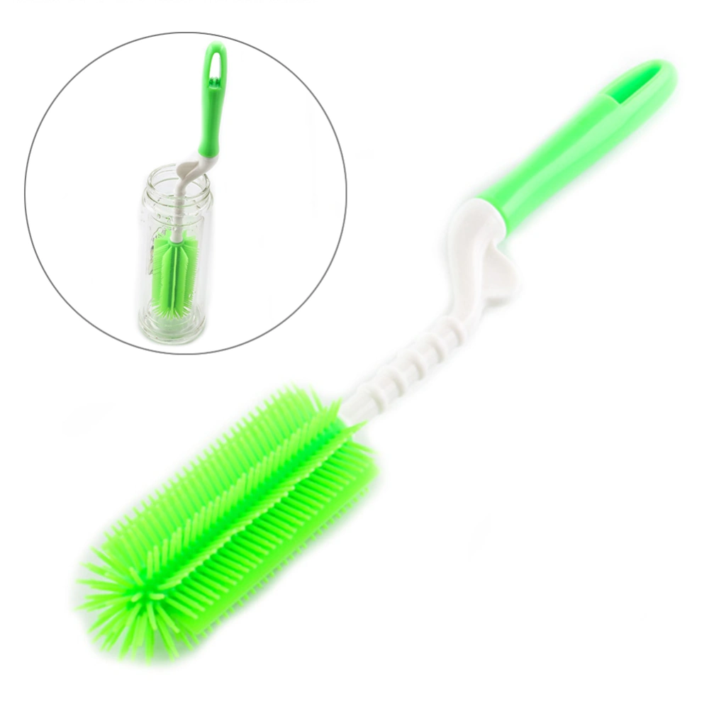 Baby Milk Bottle Brush Cup Glass Silicone Rotatable Handle Kitchen Cleaning Tool