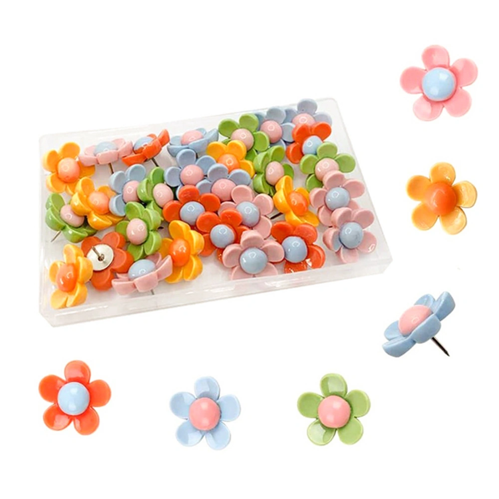 60Pcs Colorful Flower Push Pins Cute Cork Bulletin Board Whiteboard Wall Map Photo Decorative Thumbtacks Office Home Supplies