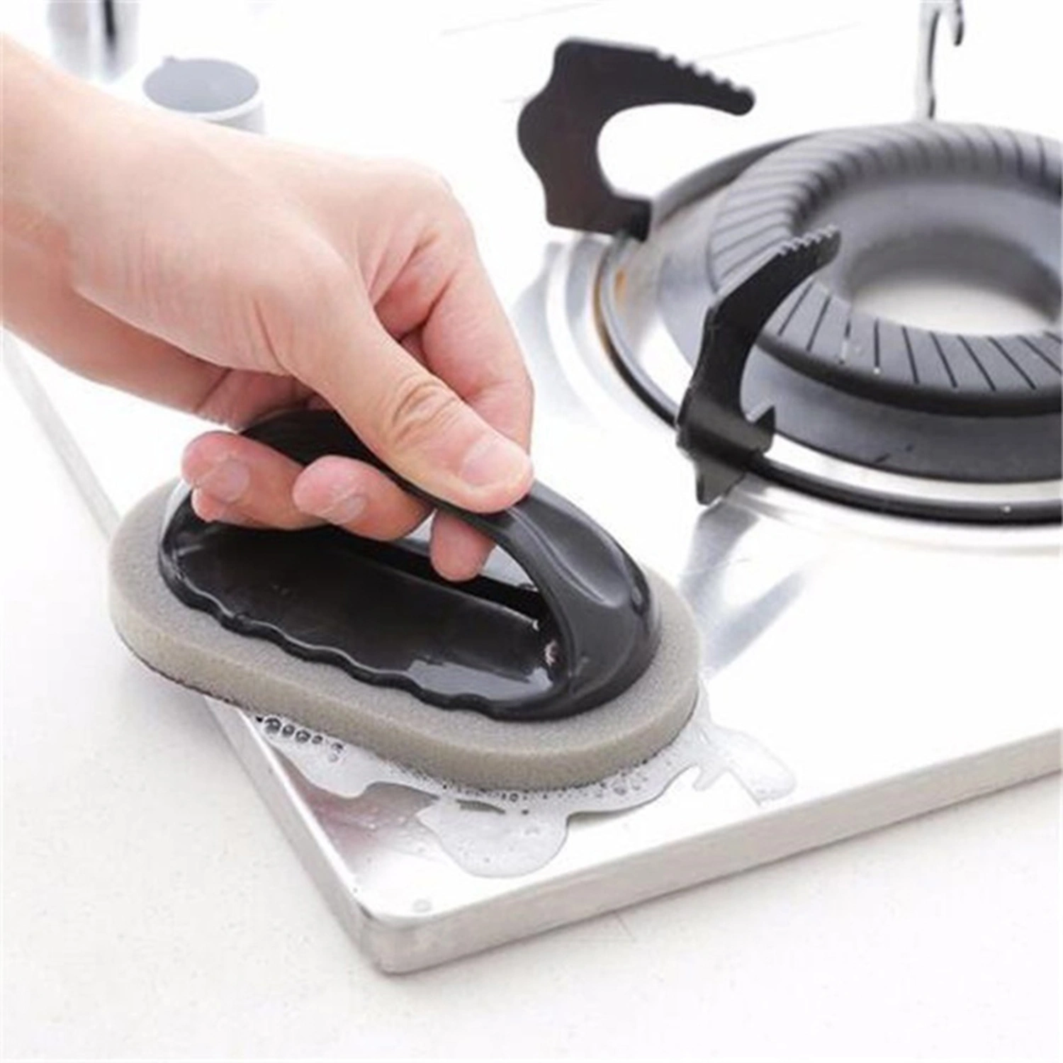 Cleaning Sponge Durable Anti-slip Handle Emery Cleaning Sponge Brush for Kitchen