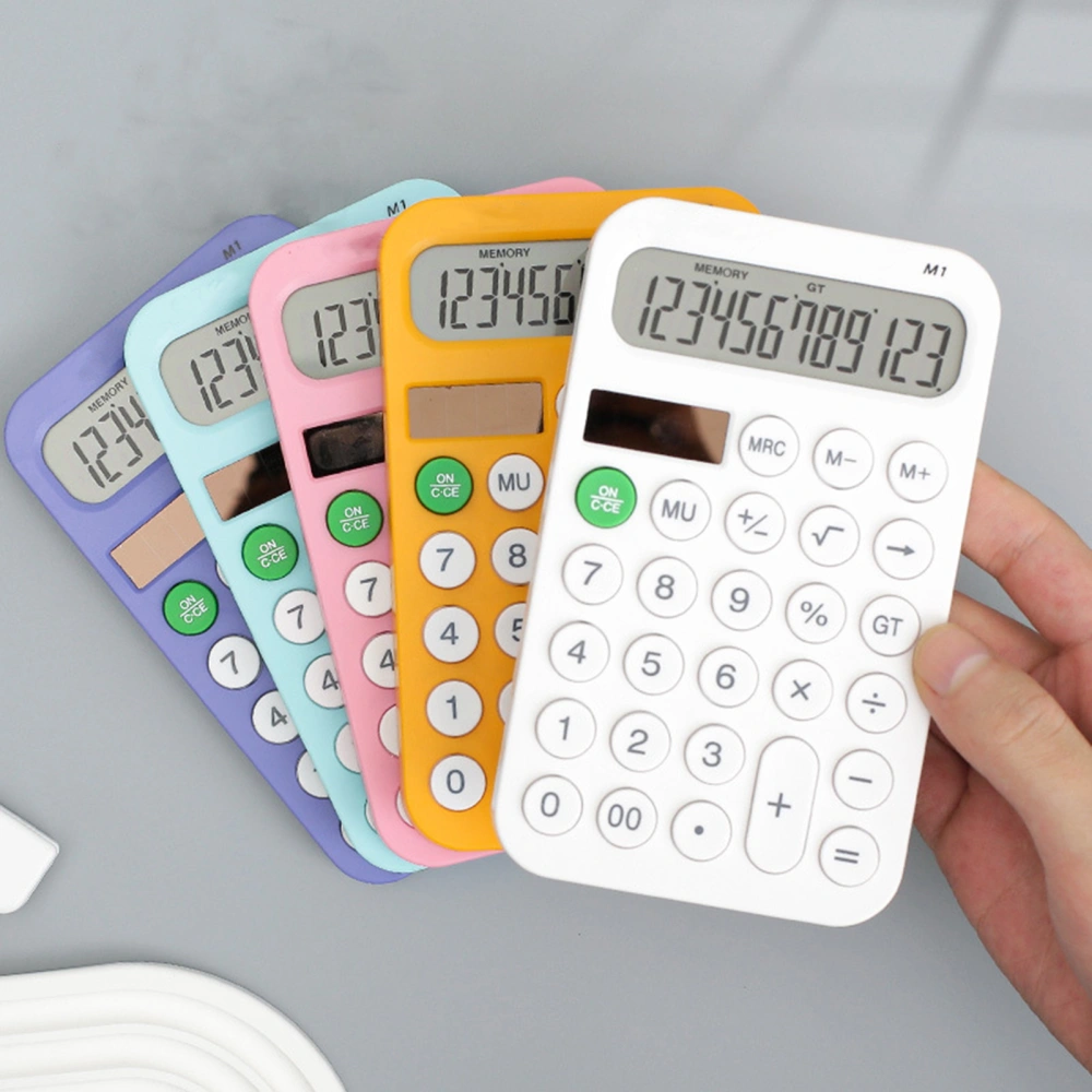 Desktop Calculator Solar Powered Battery Operated 12 Digits Round Buttons Large LCD Display Finance Student Calculator Office Supplies