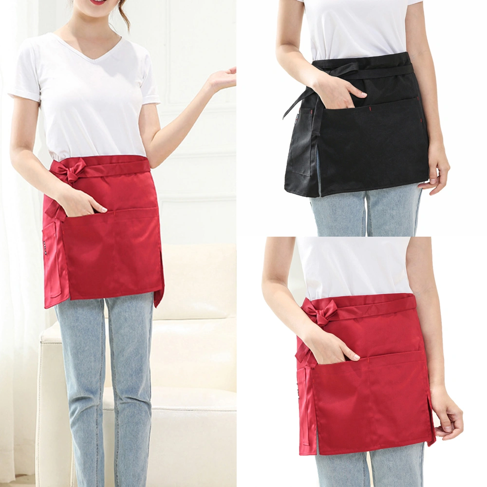 Unisex Solid Color Anti-oil Short Half Waist Apron Restaurant Server Waiter Tool