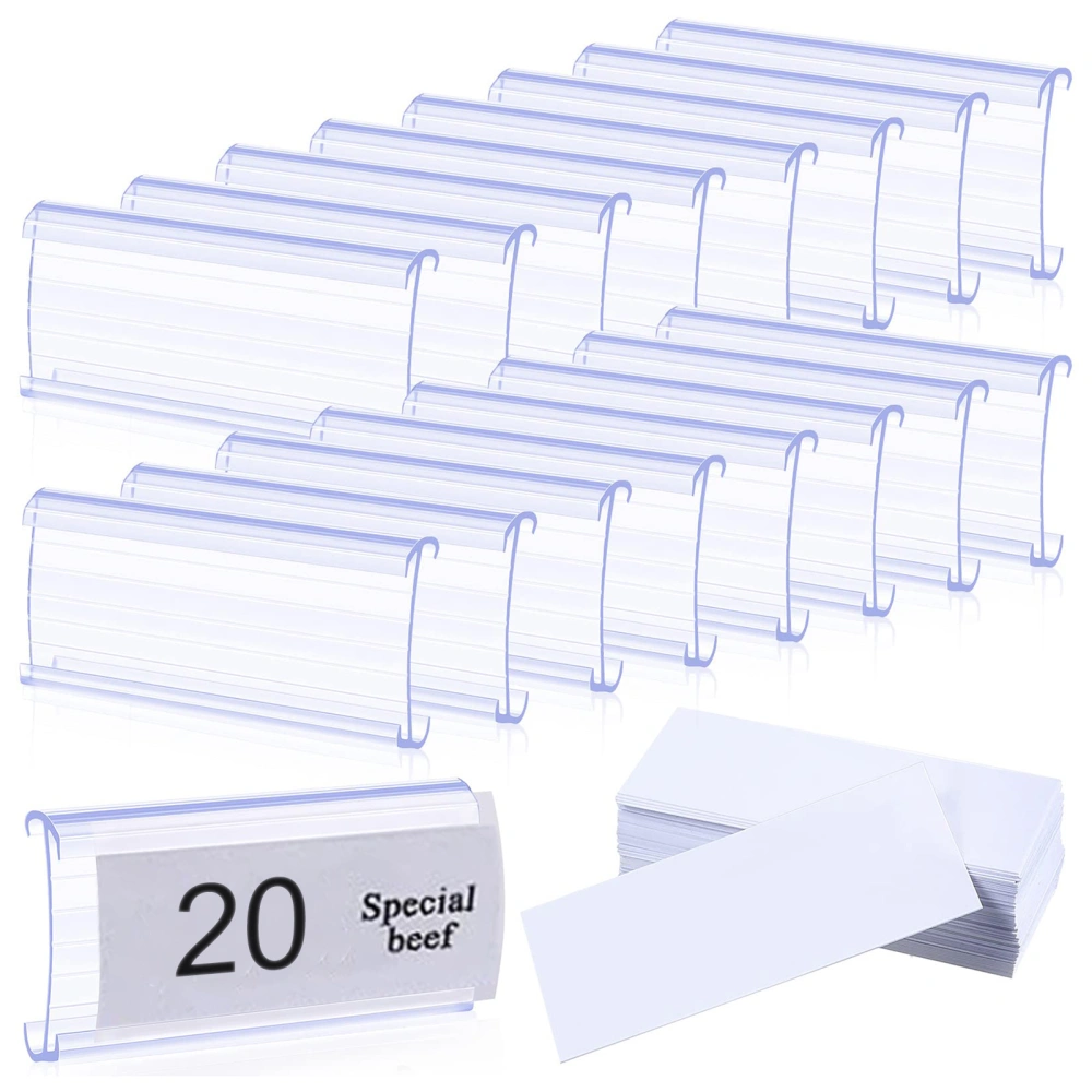 20Pcs Shelf Label Holders Transparent Smooth Edge Reusable High Durability Versatile Compatibility Multipurpose Plastic Shop Shelf Label Holders Price Tag Racks Office Supplies