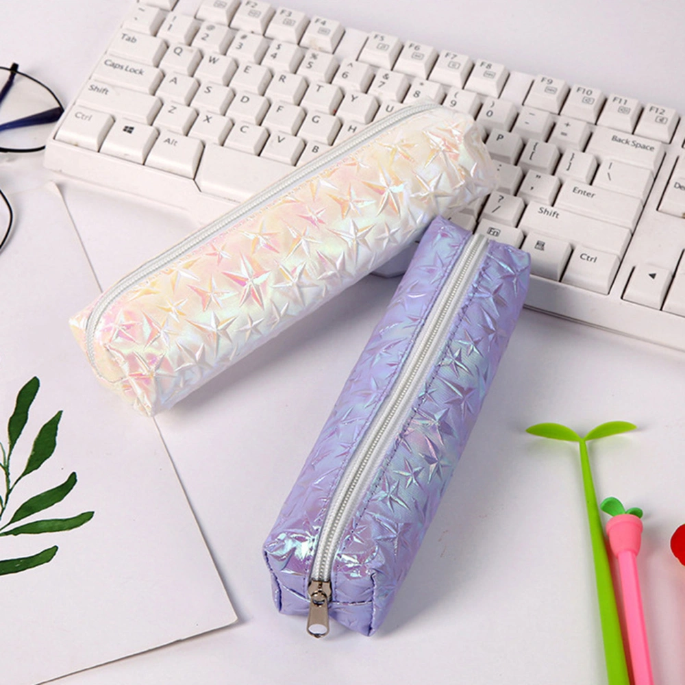 Pencil Bag with Zipper Large Capacity Wear Resistant Exquisite Pattern Bright Colored Pen Pouch Stationery Container