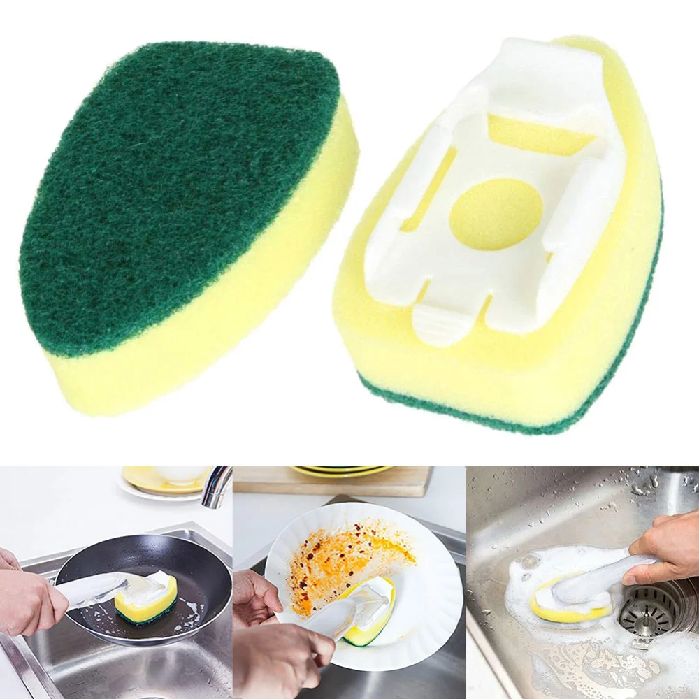 6Pcs Non Scratch Automatic Refill Liquid Brush Scrubber Sponge Head Replacement