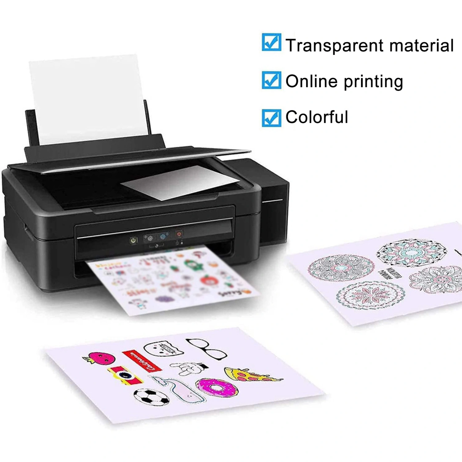 20 Sheets Printable Vinyl Waterproof Holds Ink Well No Smudge Dry Quickly Tear Resistant DIY Printing Vivid Color Inkjet Printer Sticker Paper Office Supplies