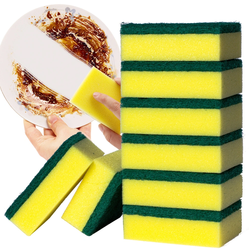 2Pcs Double Side Home Kitchen Dish Wash Cleaning Sponge Scrubbing Scouring Pads