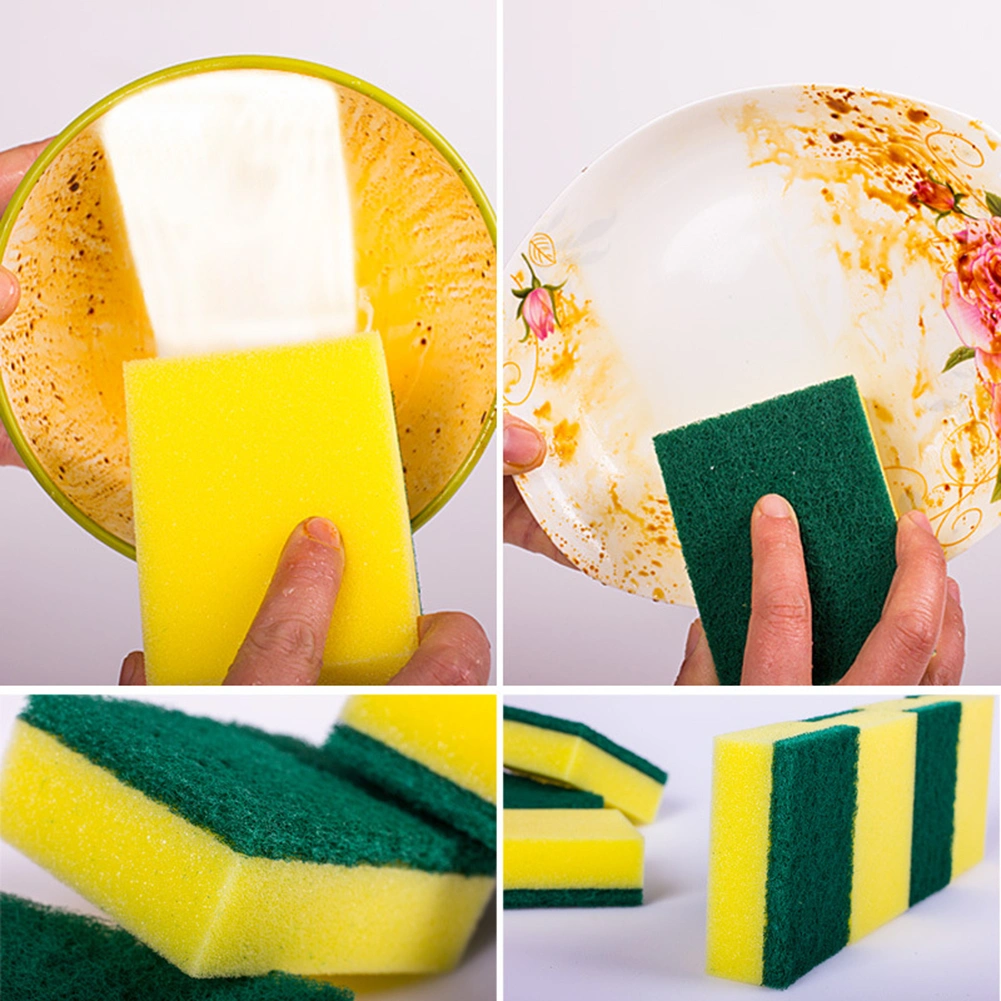 2Pcs Double Side Home Kitchen Dish Wash Cleaning Sponge Scrubbing Scouring Pads