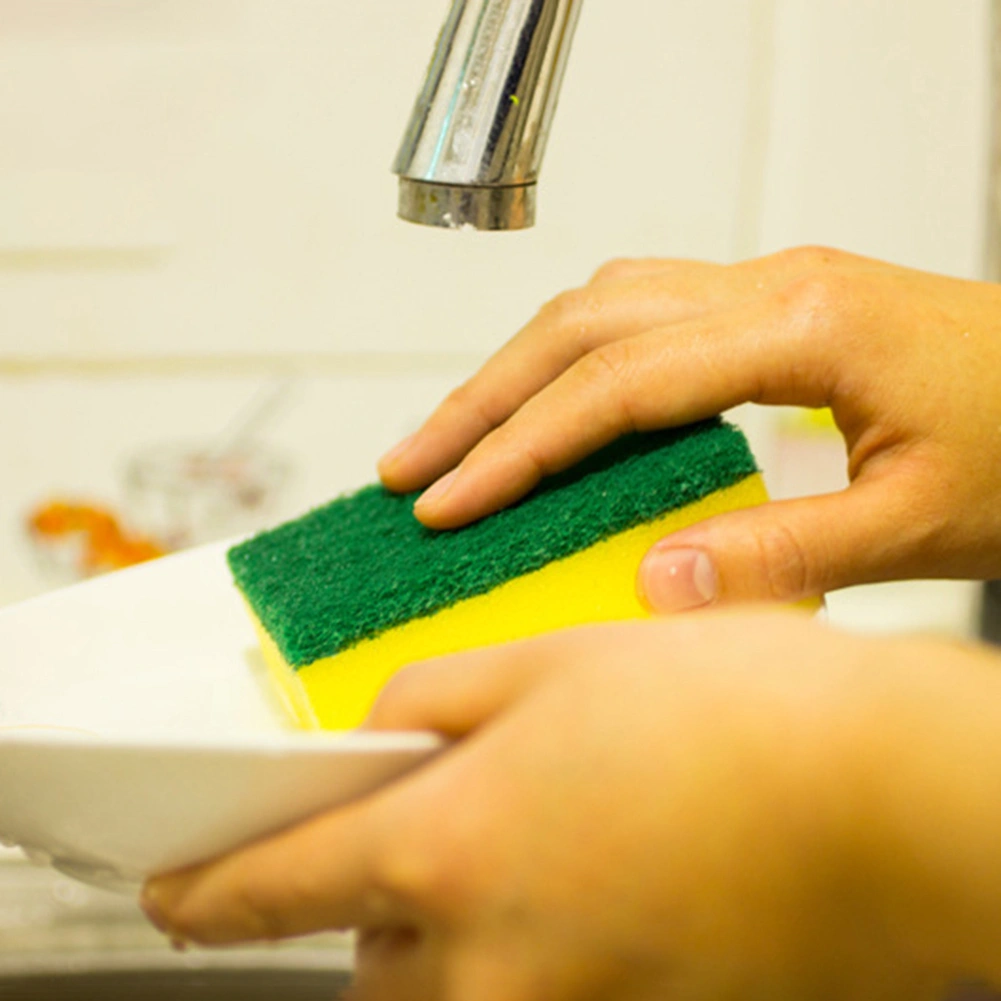 2Pcs Double Side Home Kitchen Dish Wash Cleaning Sponge Scrubbing Scouring Pads