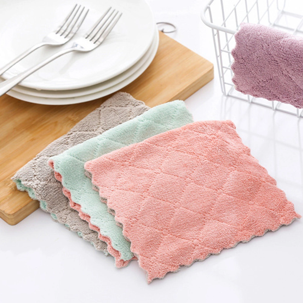 10Pcs Absorbent Microfiber Kitchen Dish Cloth Tableware Cleaning Towel Rags
