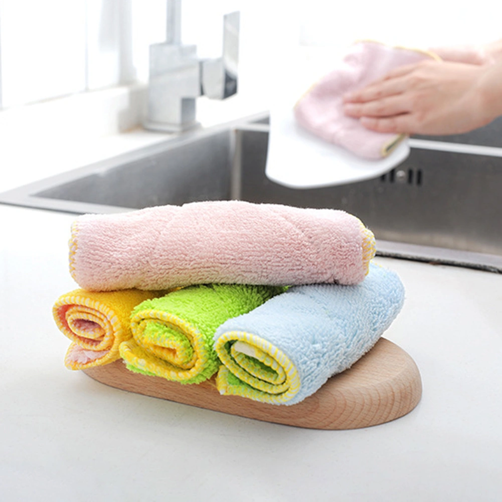 Kitchen Double Sided Strong Water Absorbent Cleaning Microfiber Dish Cloth Towel