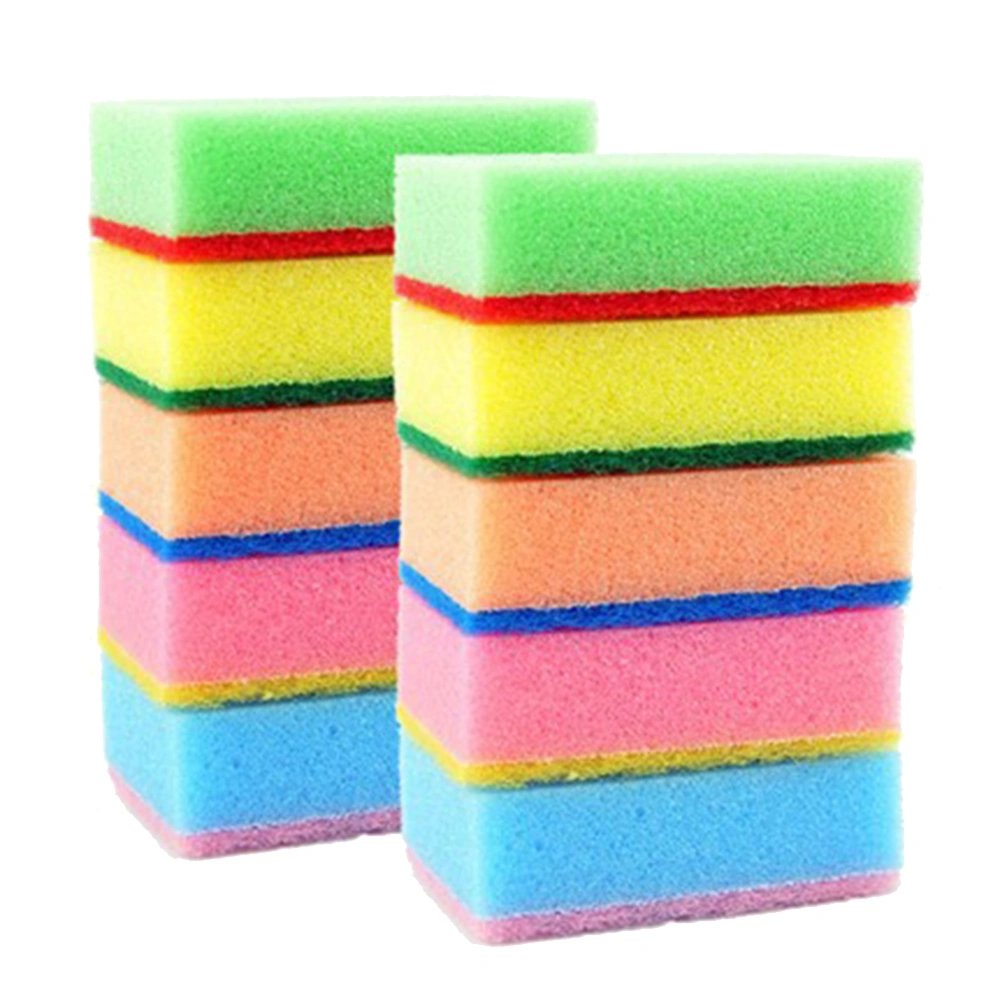 10Pcs Sponge Brush Dish Cloth Wash Cleaning Towel Kitchen Oil Dirt Remover