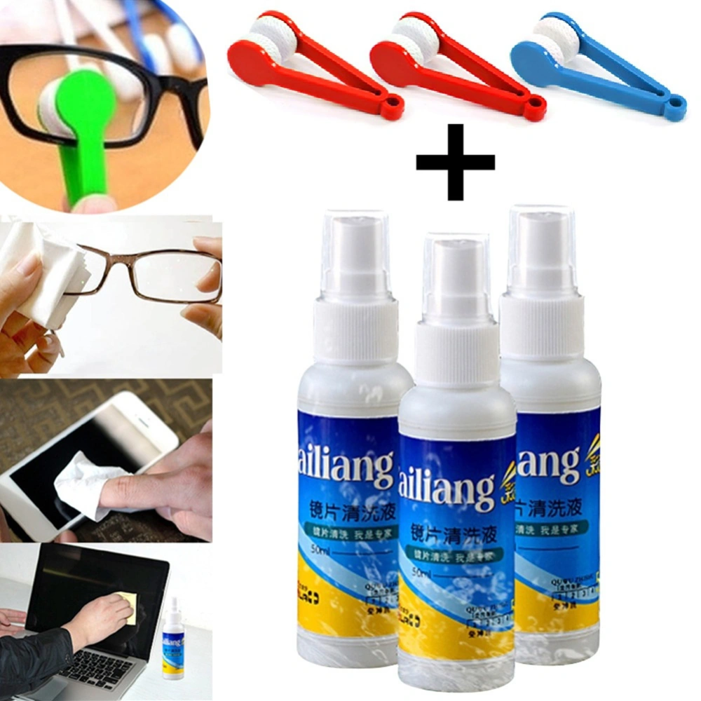 Portable Lens Cleaner Glasses Sunglasses Eyeglass Microfiber Cleaning Brush Tool