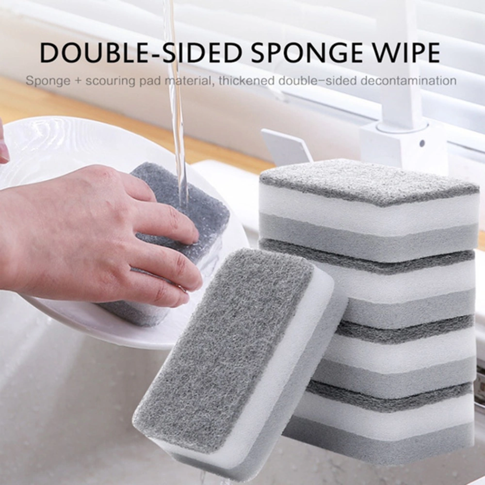 5Pcs Cleaning Sponge Double-Sided Reusable Dual-Color Kitchen Scrubbing Pad for Sink