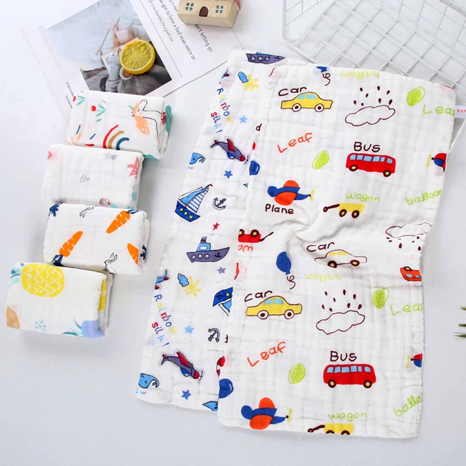 Cotton Towel Smooth Quick-dry Long Square Six-layer Baby Cotton Square Towel for Home