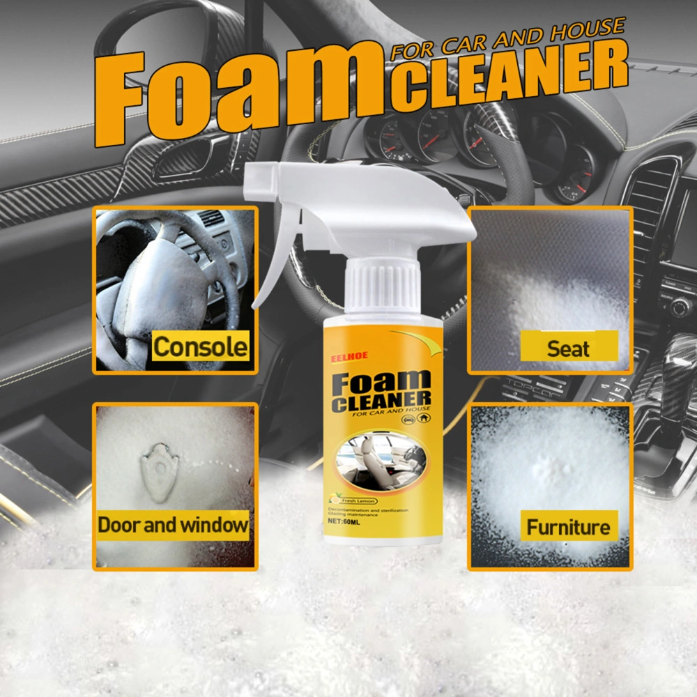 60ml Foam Cleaner Multi Functional Deep Cleaning Plastic Safe to Use Fresh Cleaning Liquid for Car