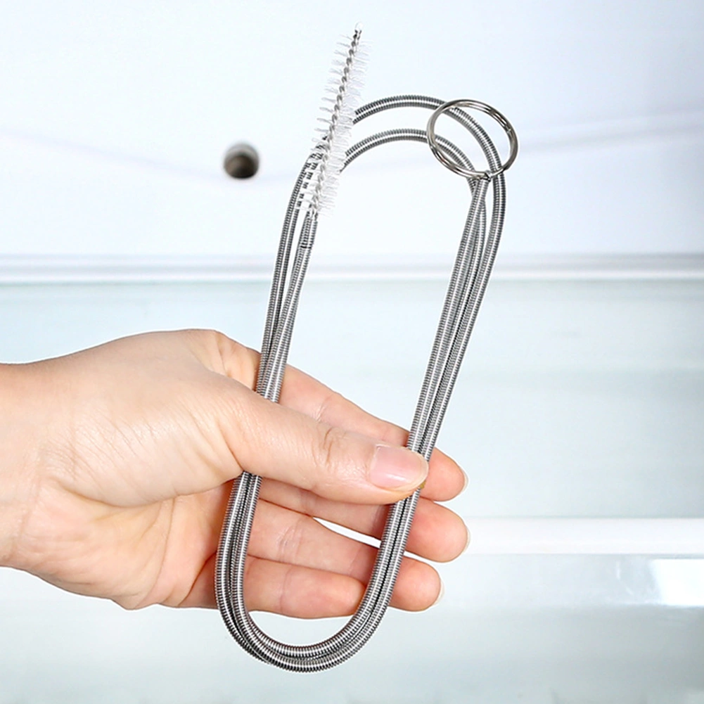 Stainless Steel Refrigerator Drain Hole Filter Tube Pipe Cleaning Brush Tool
