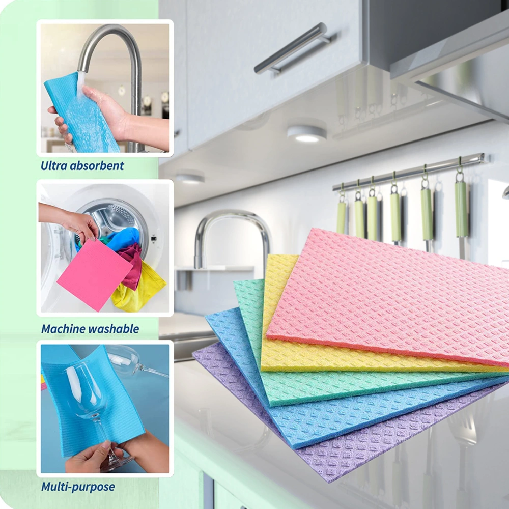 3Pcs Dish Cloths Soft-touching Fast Drying Fiber Strong Absorbent Dish Rags for Kitchen