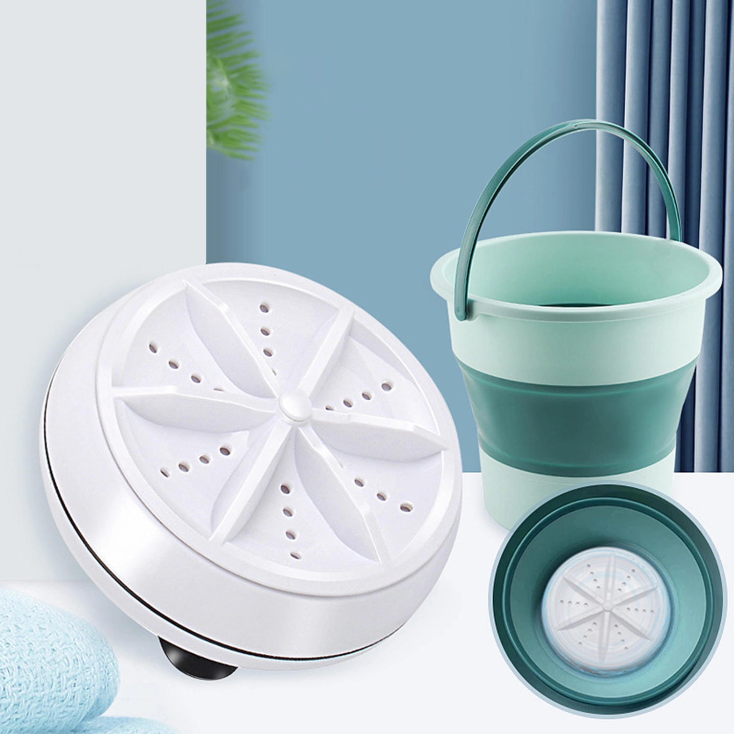 10W Mini Washing Machine USB Powered 2 in 1 ABS Ultrasonic Cleaning Turbo Washing Machine for Business Trip 