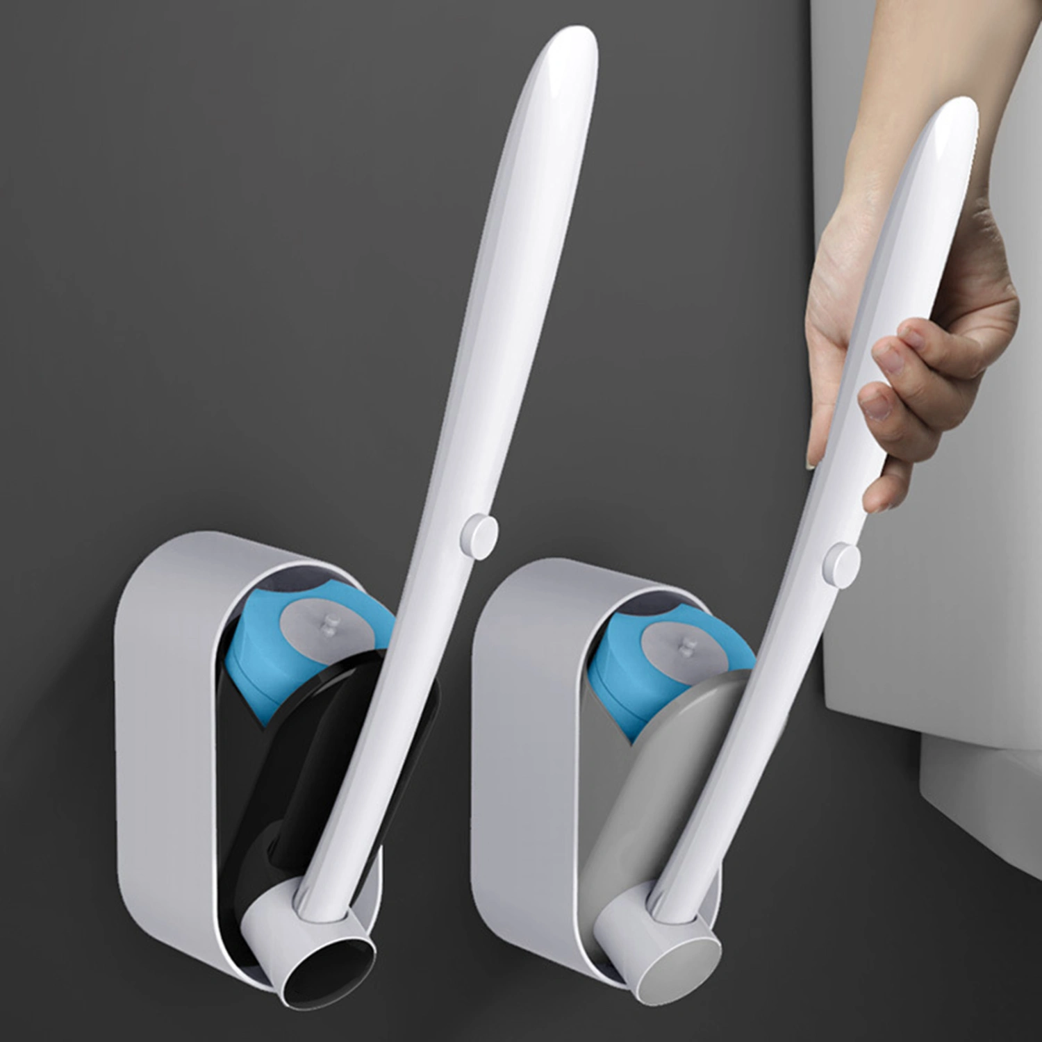 1 Set Toilet Brush Disposable Punch Free Plastic Household Cleaning Brush for Bathroom