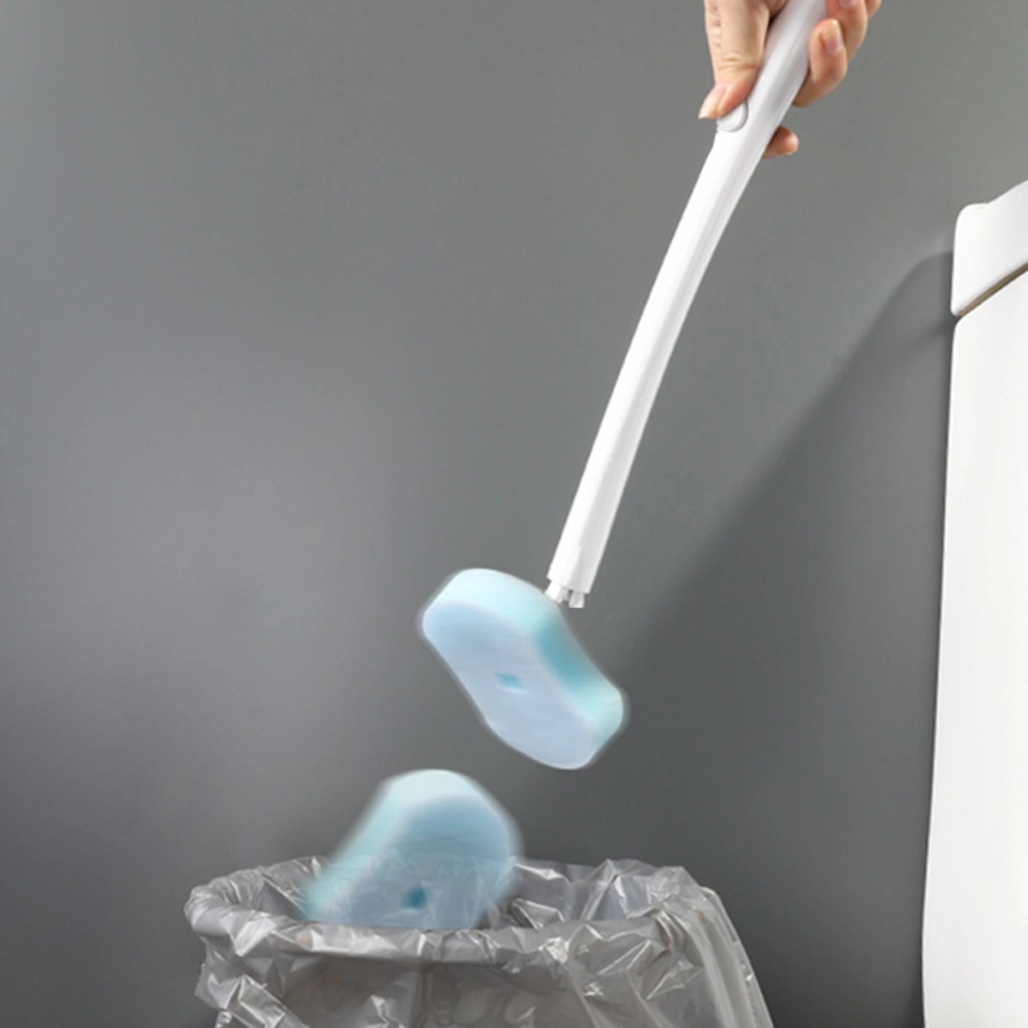 1 Set Toilet Brush Disposable Punch Free Plastic Household Cleaning Brush for Bathroom
