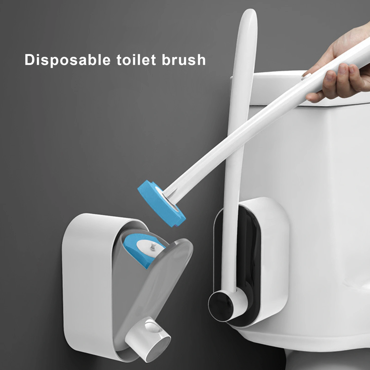 1 Set Toilet Brush Disposable Punch Free Plastic Household Cleaning Brush for Bathroom