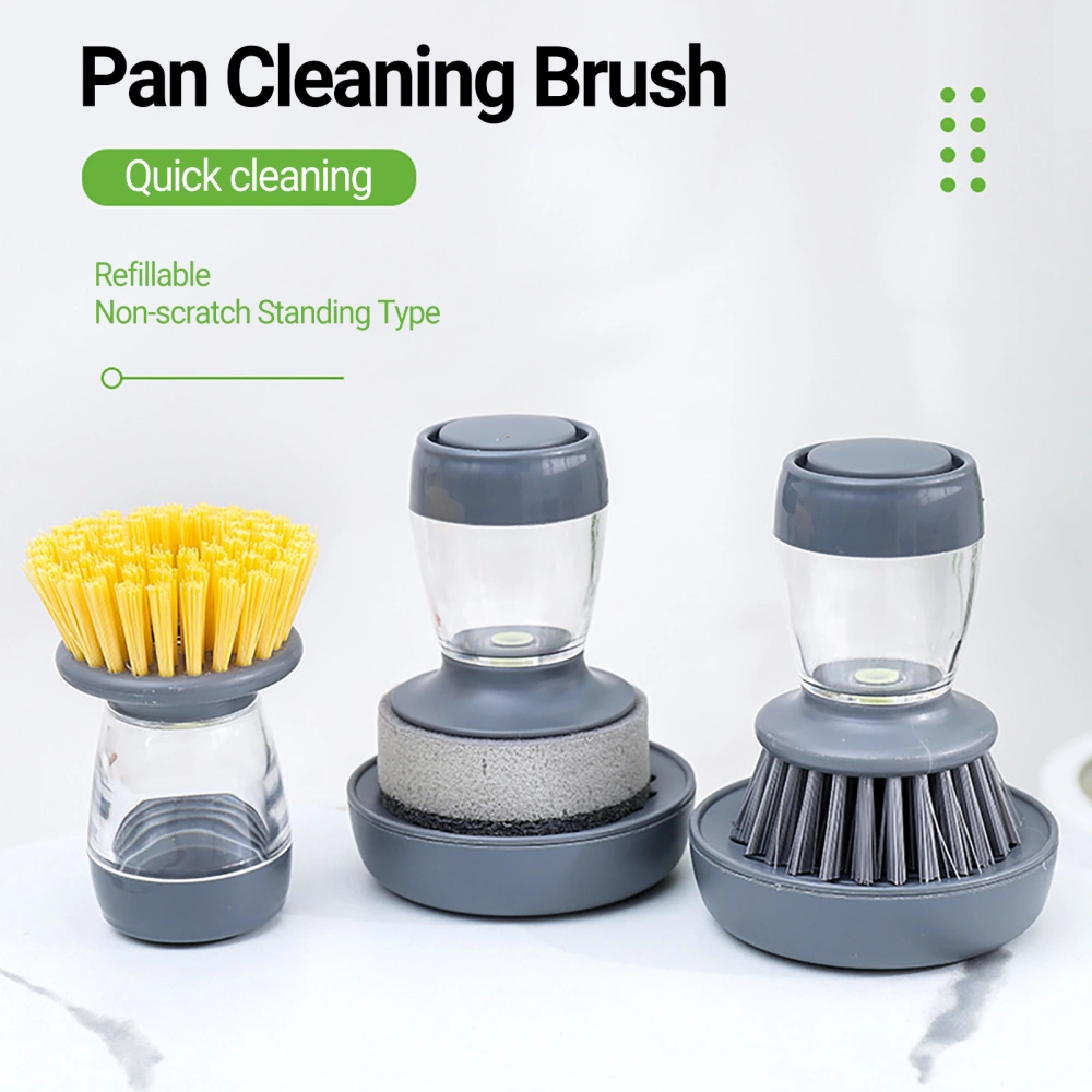 Pan Cleaning Brush Refillable Non-scratch Standing Type Kitchen Soap Dispensing Scrub Brush for Kitchen