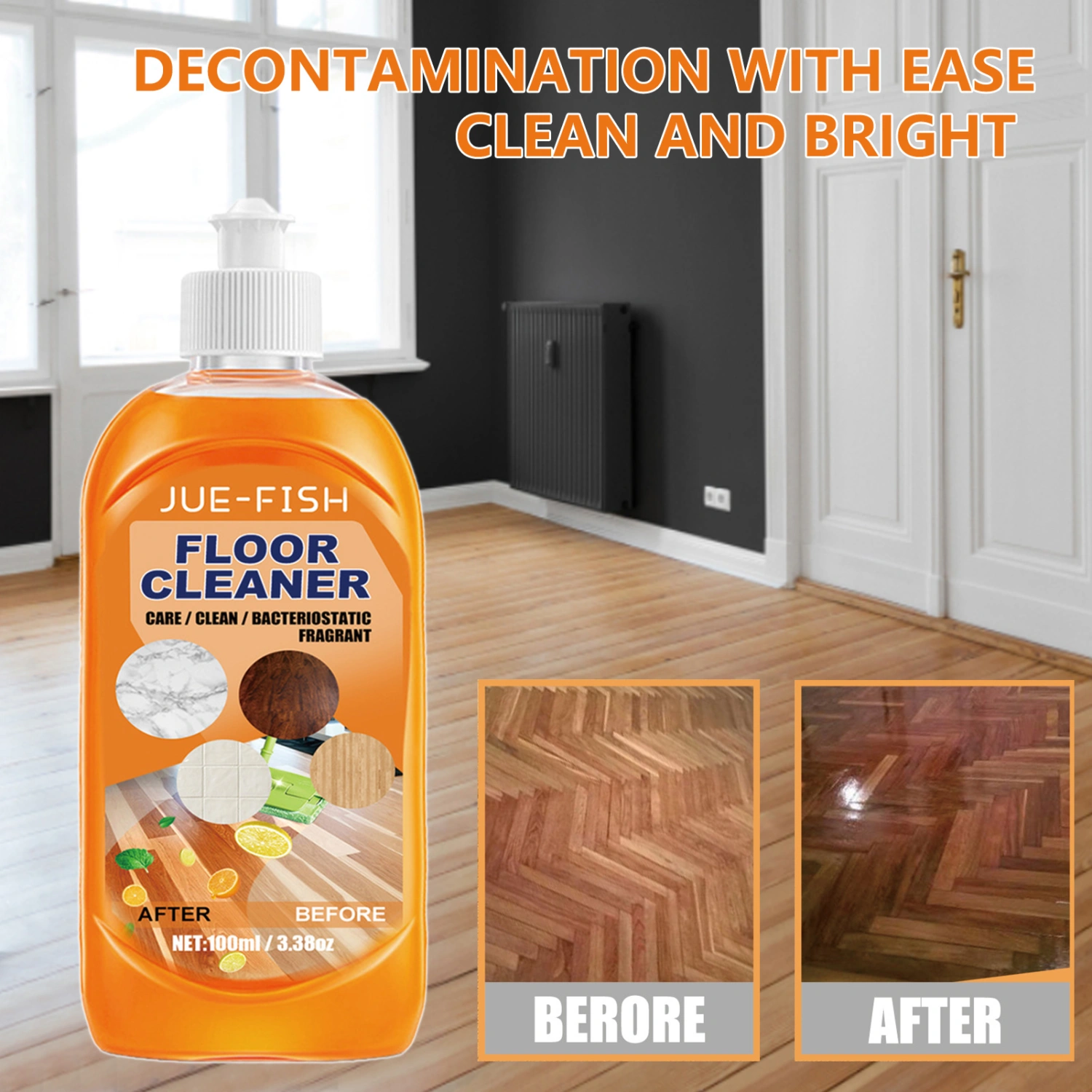 100ML Floor Cleaner Effective Deep Cleaning Does Strong Decontamination Clean Fragrant Wood Floor Brightening Cleaning Agent for Floor
