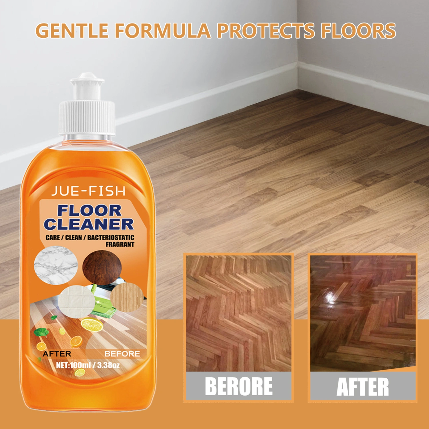 100ML Floor Cleaner Effective Deep Cleaning Does Strong Decontamination Clean Fragrant Wood Floor Brightening Cleaning Agent for Floor