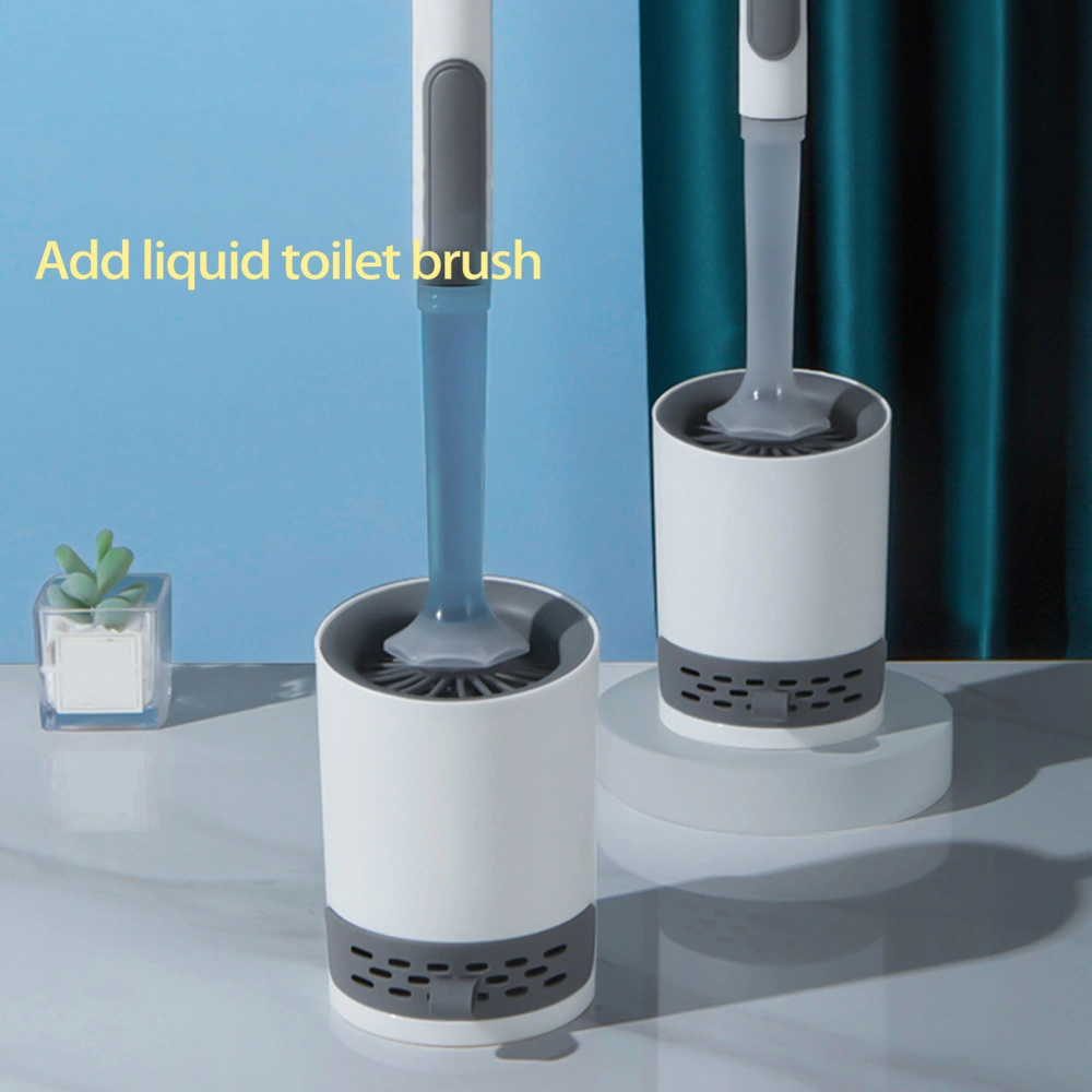 Long Handle Hanging Hole Press Type Toilet Brush Refill Liquid Silicone Toilet Cleaning Brush with Holder Bathroom Accessories